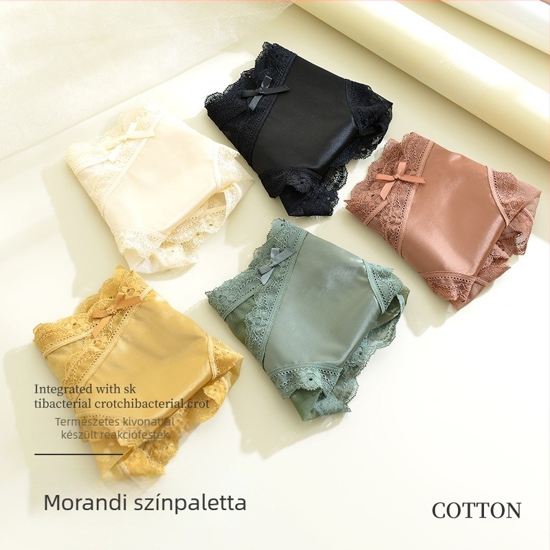 Női csipkés, lélegző középmagas derekú alsónemű nylon jacquard anyagból, bélés a gát tájékán mulberry selyemmel (30–50%), terhes nők számára