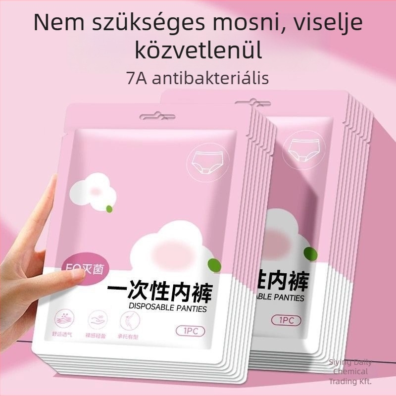 Egyszer használatos női alsónemű utazáshoz, steril, mosás nélkül, középmagas derekú pamut briefs, postpartum és menstruációs használatra