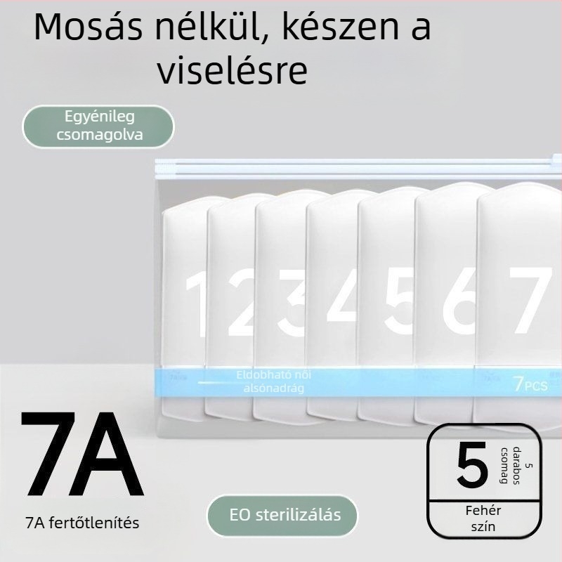 Egyszer használatos női alsónemű utazáshoz, steril, mosás nélkül, középmagas derekú pamut briefs, postpartum és menstruációs használatra