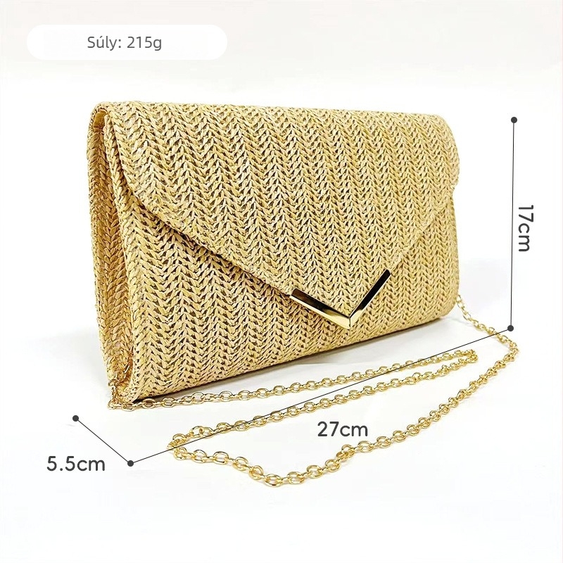 Estélyi clutch táska, textil anyagból, héj alakú, nyitás fedéllel, belső réteggel