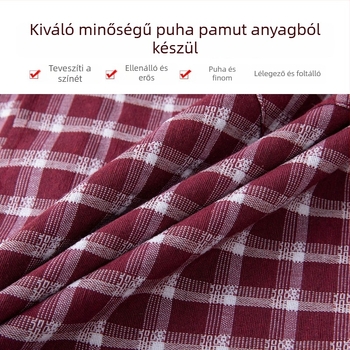 Ujjakkal ellátott kockás kötény poliészter-pamut anyagból, konyhai védelem a szennyeződés ellen, modern egyszerű stílus