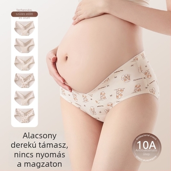 Alacsony derekú kismama bugyi 100% pamutból, mesefigurás medvével, 10A antibakteriális, hasi támasz terhesség és a szülés utáni időszakban