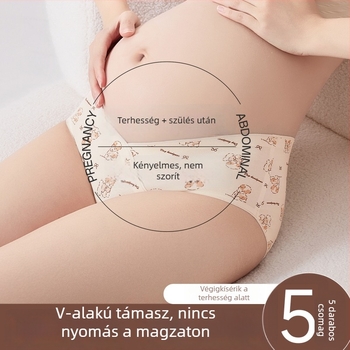 Alacsony derekú kismama bugyi 100% pamutból, mesefigurás medvével, 10A antibakteriális, hasi támasz terhesség és a szülés utáni időszakban