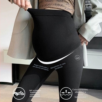 Kismamák hosszú nadrág meleg béléssel, pocak tartás, magas derekú, poliészter-elasztán keverék