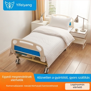 Kórházi ágynemű háromrészes készlet, poliészter-pamut satin, reaktív nyomtatás és festés, GSM 1600, csíkos minta