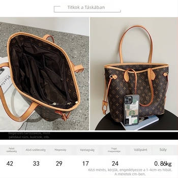 JWIK PU női tote táska, nagy kapacitású, zipzáras nyitás, belső zsebek, dupla vállpánt