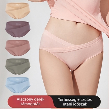 V-alakú, alacsony derekú kismama fehérnemű, hasi támasz, légáteresztő, antibakteriális, pamut bélés