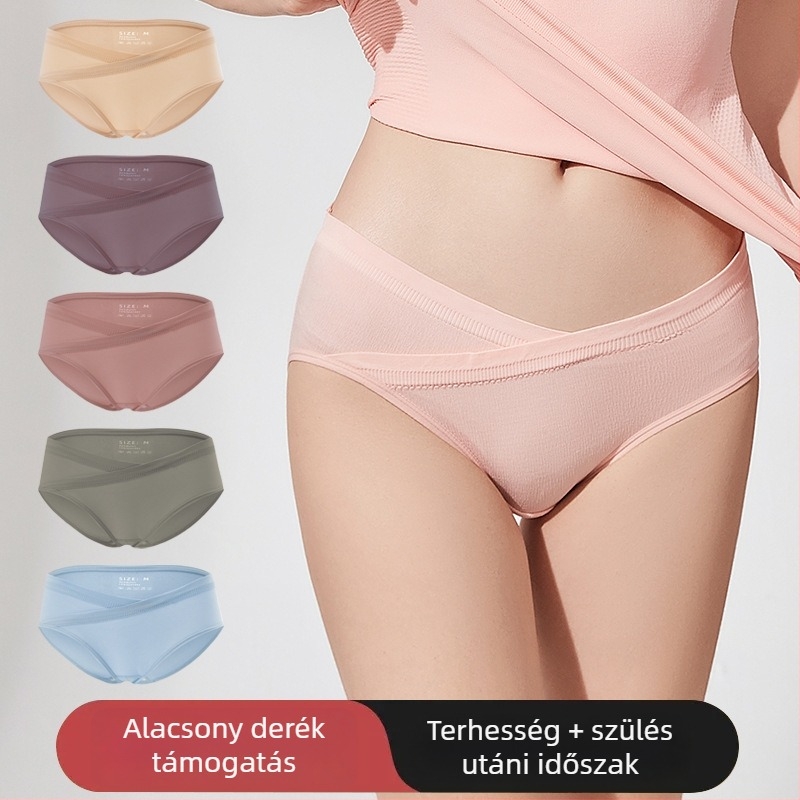 V-alakú, alacsony derekú kismama fehérnemű, hasi támasz, légáteresztő, antibakteriális, pamut bélés