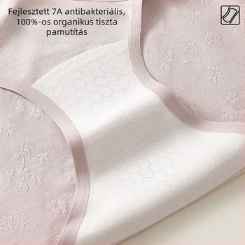 Pamutból készült terhességi női alsóneműk, kiterjesztett szeméremrész, korai–késői terhességre, alacsony derék, V-alakú has-támasz