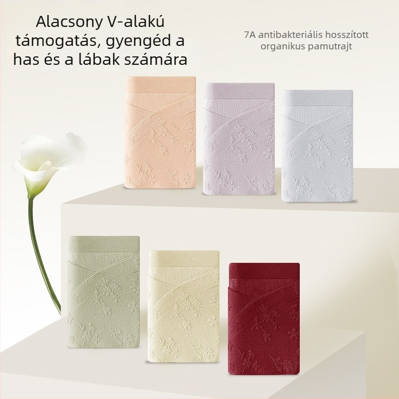 Pamutból készült terhességi női alsóneműk, kiterjesztett szeméremrész, korai–késői terhességre, alacsony derék, V-alakú has-támasz