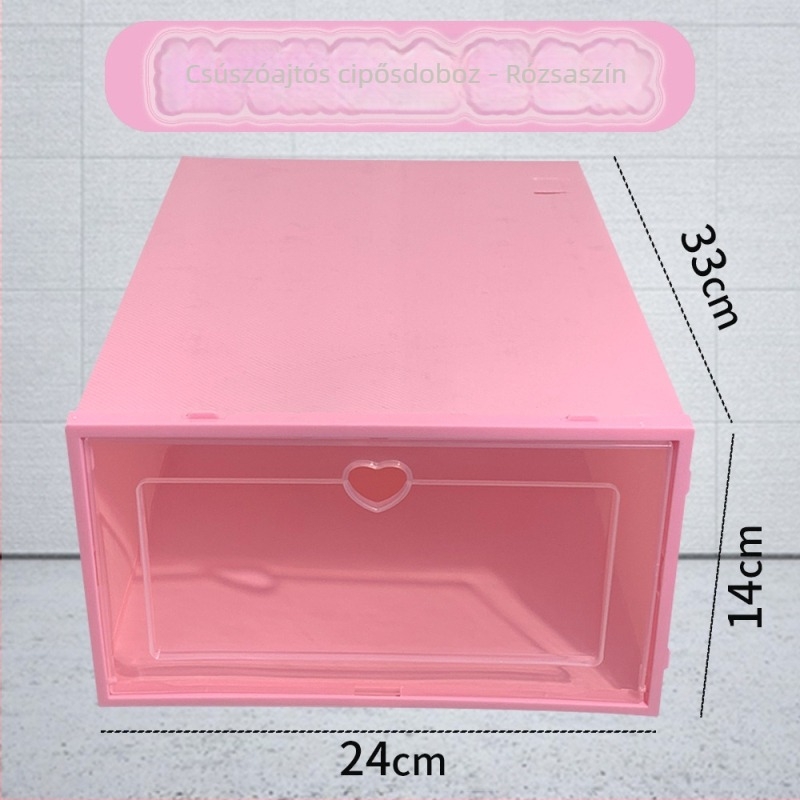 Átlátszó műanyag cipősdoboz fiókkal – összecsukható, fedett, halmozható, porálló, 18 L kapacitású, PP műanyag