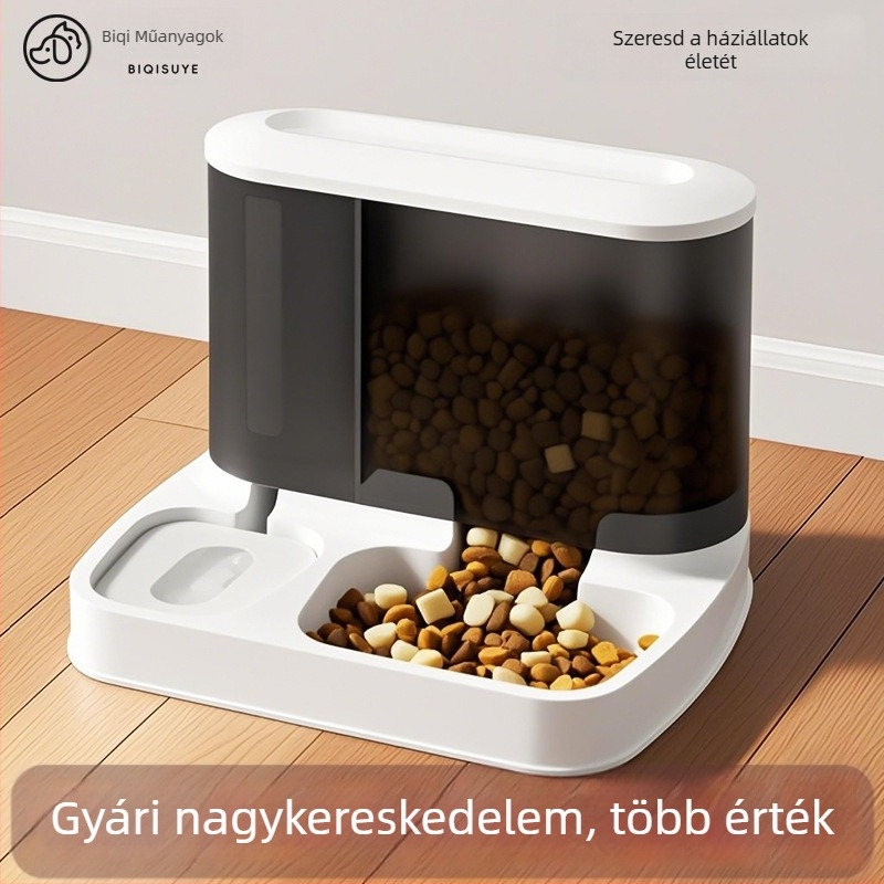 Macska etető és víz adagoló – egyben, PB037 modell, PP+PET anyag, 750 g