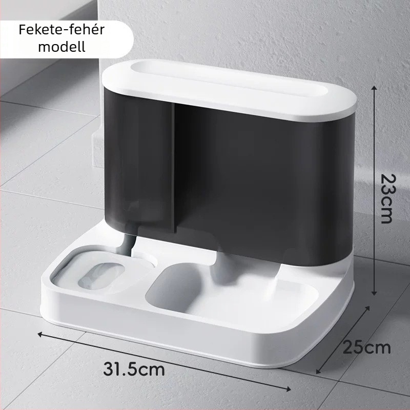 Macska etető és víz adagoló – egyben, PB037 modell, PP+PET anyag, 750 g
