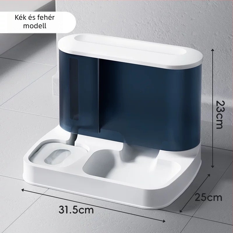 Macska etető és víz adagoló – egyben, PB037 modell, PP+PET anyag, 750 g