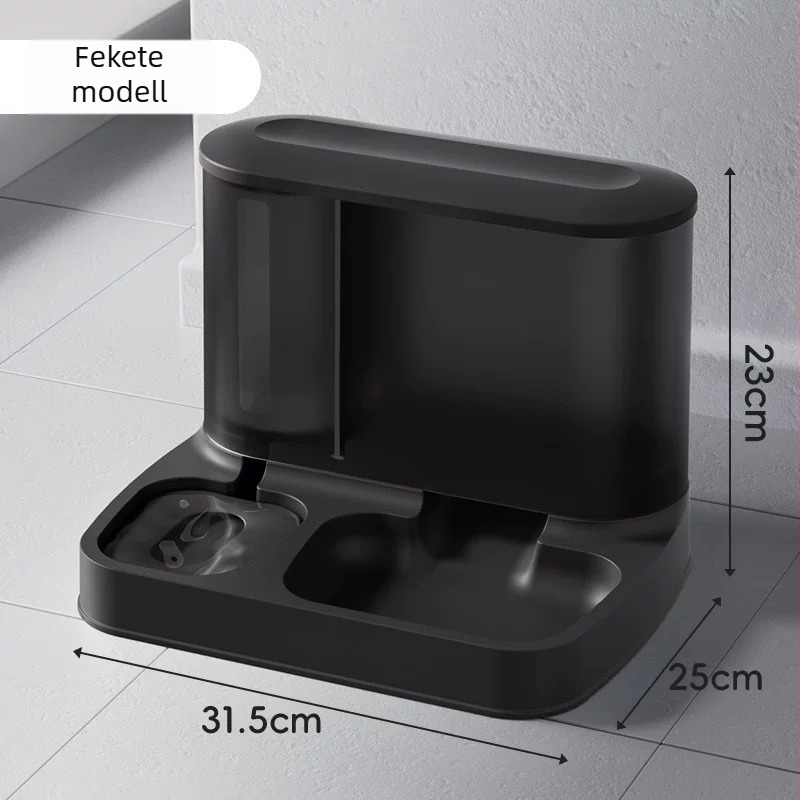 Macska etető és víz adagoló – egyben, PB037 modell, PP+PET anyag, 750 g