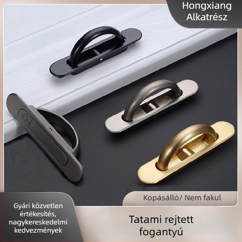 Tatami fogantyú szekrényekhez és gardróbokhoz, cinkötvözet, beépített, láthatatlan forgó kilincs