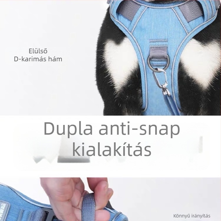 Nylon mellény-stílusú kutyahám pórázzal, állítható, 1 darab
