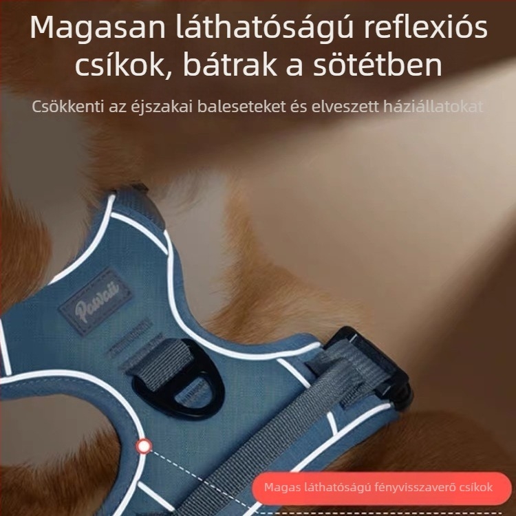 Nylon mellény-stílusú kutyahám pórázzal, állítható, 1 darab