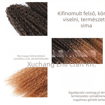 Paróka brazil fonat crochet haj, hosszú göndör haj, magas hőmérsékletű szálak, mechanikus kivitelezés