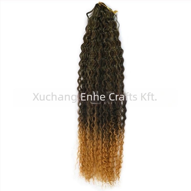 Paróka brazil fonat crochet haj, hosszú göndör haj, magas hőmérsékletű szálak, mechanikus kivitelezés