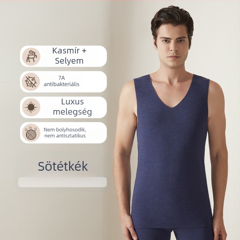 Férfiaknak tervezett varrás nélküli termo mellény fleece béléssel, vastag alapréteg
