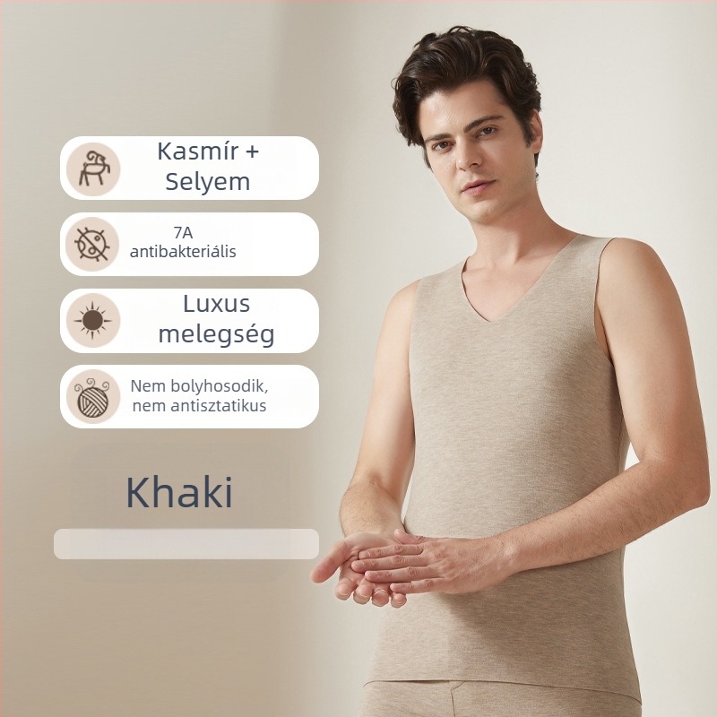 Férfiaknak tervezett varrás nélküli termo mellény fleece béléssel, vastag alapréteg