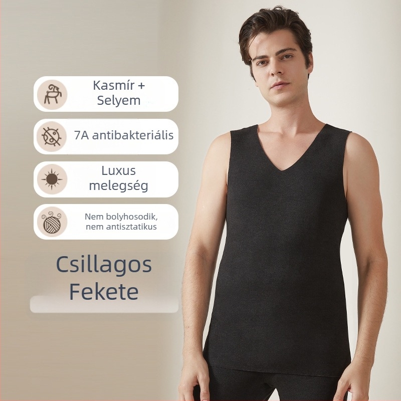 Férfiaknak tervezett varrás nélküli termo mellény fleece béléssel, vastag alapréteg
