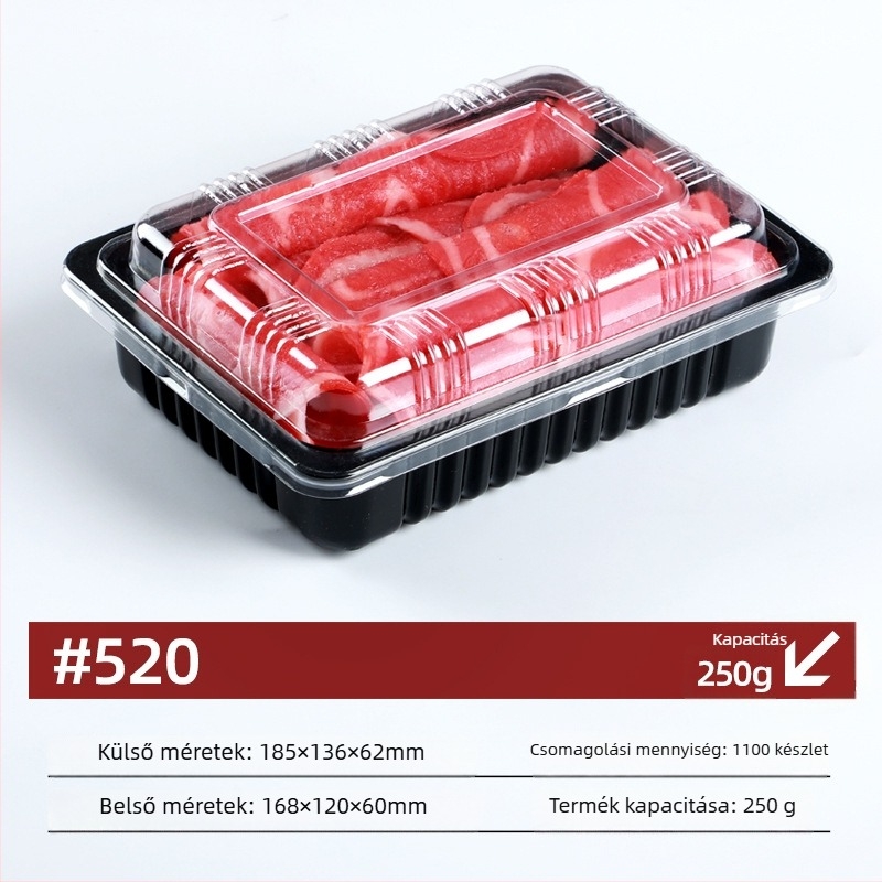 PET anyagú fagyasztott hús csomagoló doboz fedéllel – 0,1 mm falvastagság, Meat Box modell, Box Horse márka