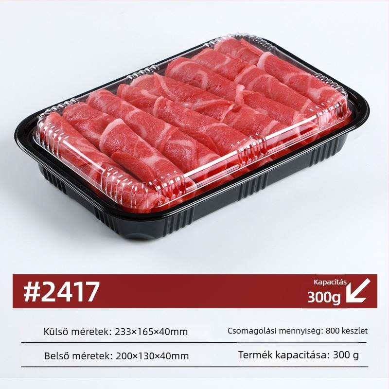 PET anyagú fagyasztott hús csomagoló doboz fedéllel – 0,1 mm falvastagság, Meat Box modell, Box Horse márka