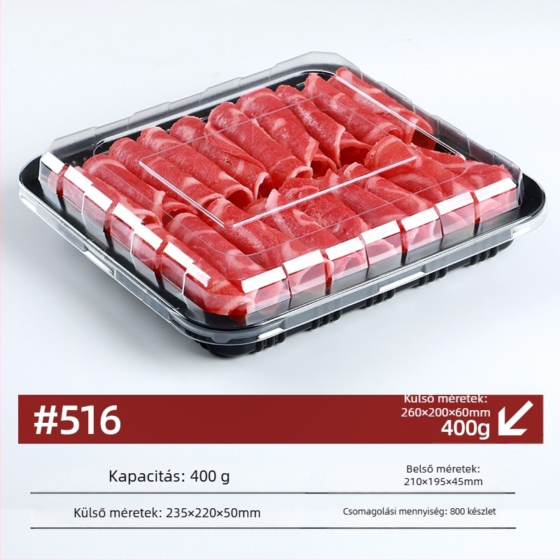 PET anyagú fagyasztott hús csomagoló doboz fedéllel – 0,1 mm falvastagság, Meat Box modell, Box Horse márka