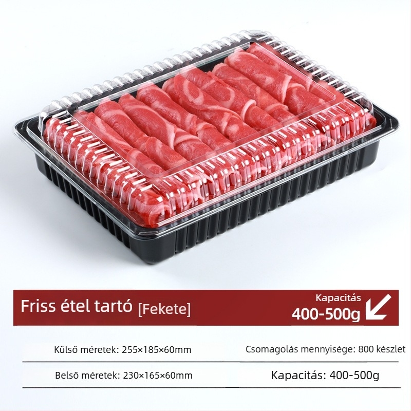 PET anyagú fagyasztott hús csomagoló doboz fedéllel – 0,1 mm falvastagság, Meat Box modell, Box Horse márka