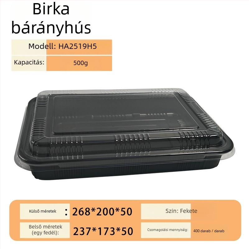 PET anyagú fagyasztott hús csomagoló doboz fedéllel – 0,1 mm falvastagság, Meat Box modell, Box Horse márka