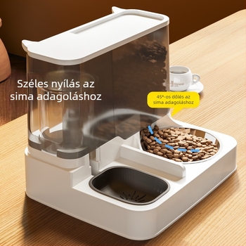Kerámiából készült macska- és kutyatál készlet integrált automata etetővel és vízadagolóval