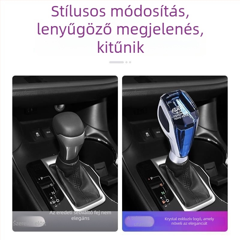 Világító kristályos váltókar gomb – belső tér kiegészítő Toyota Highlander (2009–2021), módosítás