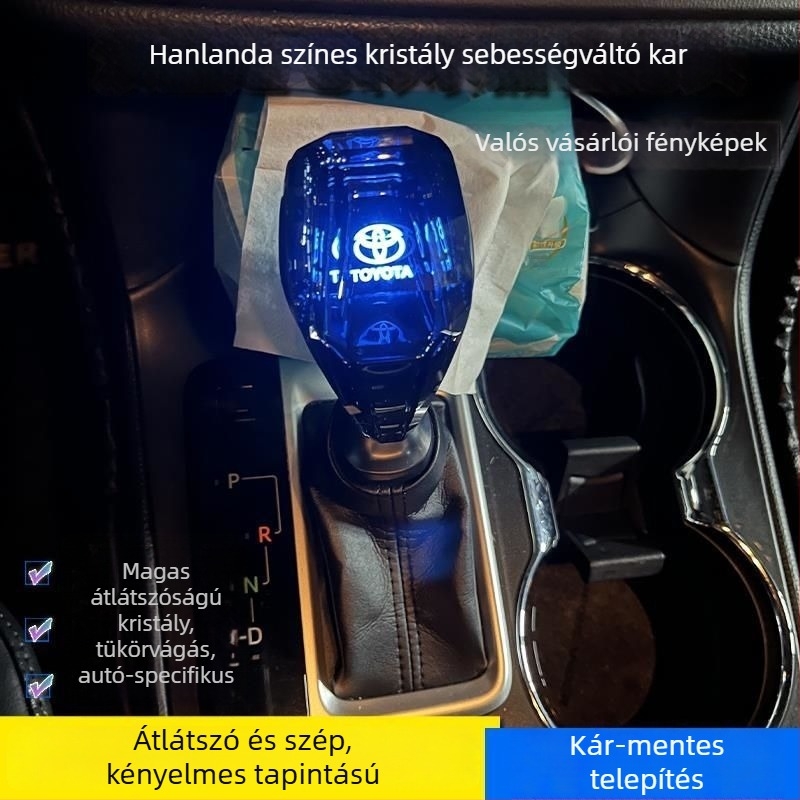 Világító kristályos váltókar gomb – belső tér kiegészítő Toyota Highlander (2009–2021), módosítás