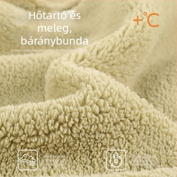 Női antisztatikus báránygyapjú pizsama készlet, extra vastag 301–350 g/m², álló gallér, hosszú ujjú