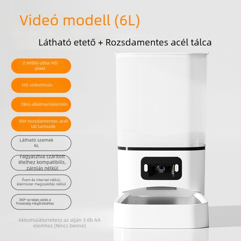 Leben automata macska etető kamerával — időzített adagolás, intelligens vizuális etetés