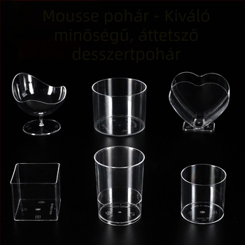Egyszer használatos műanyag négyszögletes desszert pohár átlátszó tetővel, milk tea boltok számára