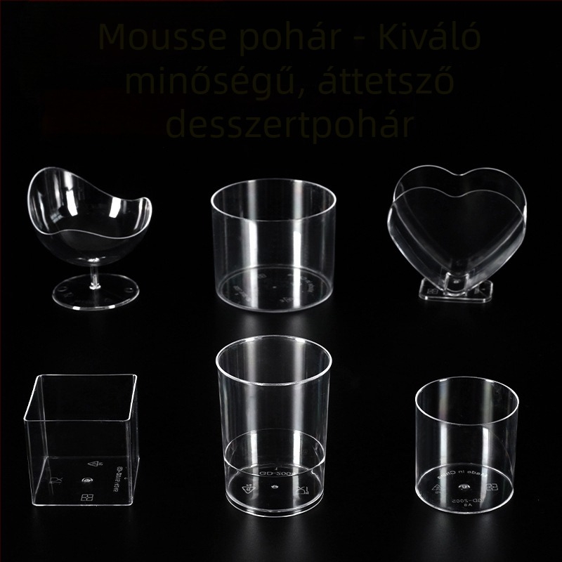 Egyszer használatos műanyag négyszögletes desszert pohár átlátszó tetővel, milk tea boltok számára