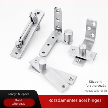 Rozsdamentes acél ajtózsanér – vastagított, faajtókhoz, felső és alsó rögzítés, ég és föld tengely, rejtett zsanér. Modell: Vastagított Ég-Föld tengely; Típus: Szokásos vastag zsanér; Anyag: Rozsdamentes acél; Márka: Letaijia