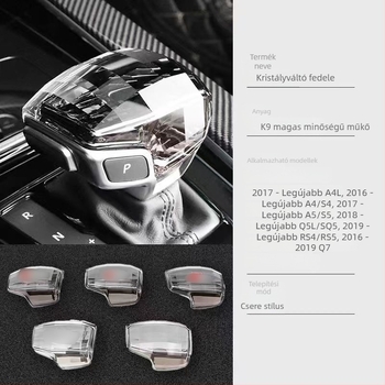 Kristályos váltókar Audihoz a Négy Gyűrű logóval, kompatibilis A4L/A5L/A6L/A7L/Q5L/Q7/A8L