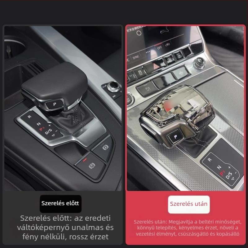 Kristályos váltókar Audihoz a Négy Gyűrű logóval, kompatibilis A4L/A5L/A6L/A7L/Q5L/Q7/A8L
