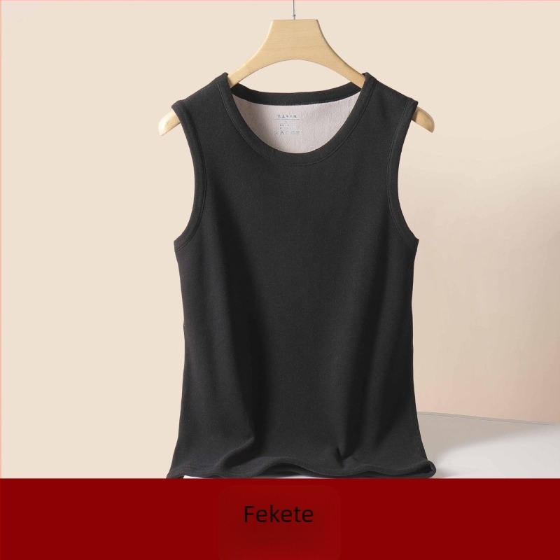 Férfi meleg termikus mellény fleece-béléssel, vastag poliészter alapanyag, őszi–téli viseléshez, nagy méret