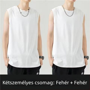 Ujjatlan pamut mellény, laza szabású, logónyomat, 96% pamut