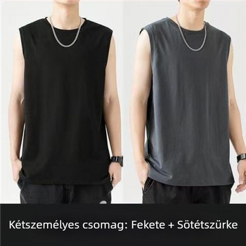 Ujjatlan pamut mellény, laza szabású, logónyomat, 96% pamut