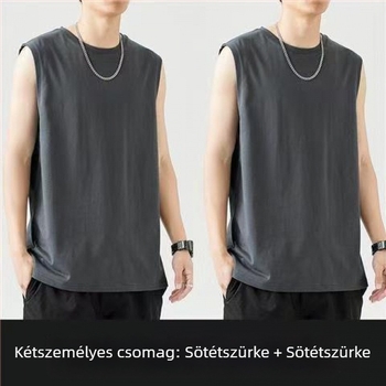 Ujjatlan pamut mellény, laza szabású, logónyomat, 96% pamut