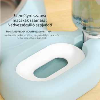 Két tálas háziállat-etető automata vízellátóval macskáknak és kutyáknak, kettős test, súly 1 kg, nem leválasztható, alkalmazástámogatás nélkül