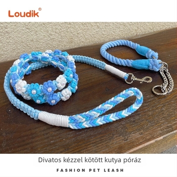 Kézzel készített szövött kutyanyakörv, poliészter-pamut anyag, kiskutyáknak és közepes testű kutyáknak