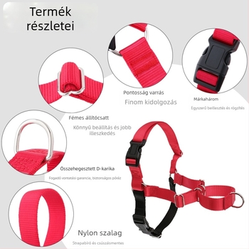 Nylonból készült kutya hám, vest-stílusú, anti-shock és nem visszahúzható elülső hevederrel (Nylon; Anti-Shock; Márka: Cool Rui)