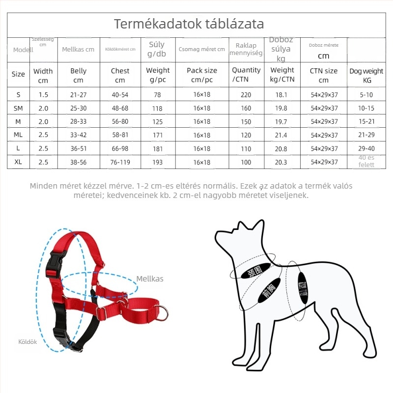 Nylonból készült kutya hám, vest-stílusú, anti-shock és nem visszahúzható elülső hevederrel (Nylon; Anti-Shock; Márka: Cool Rui)